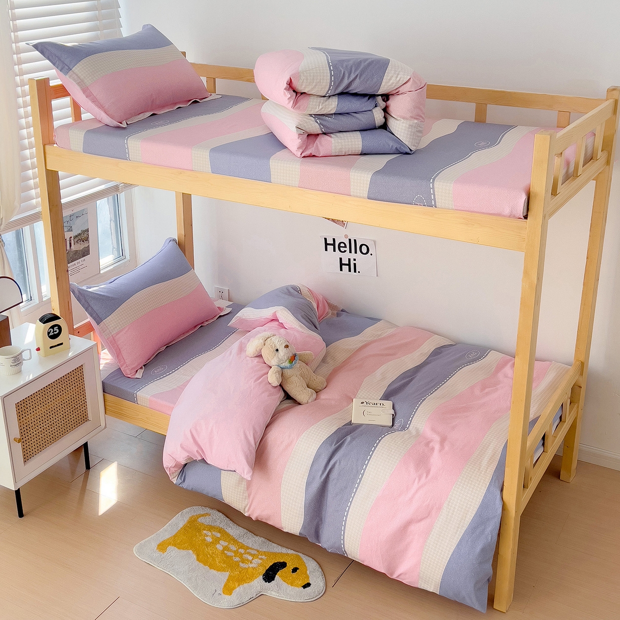 91家纺网 家纺一手货源 找家纺 依庭 2025新款全棉印花学生三件套宿舍三件套全棉三件套纯棉三件套 莫妮卡