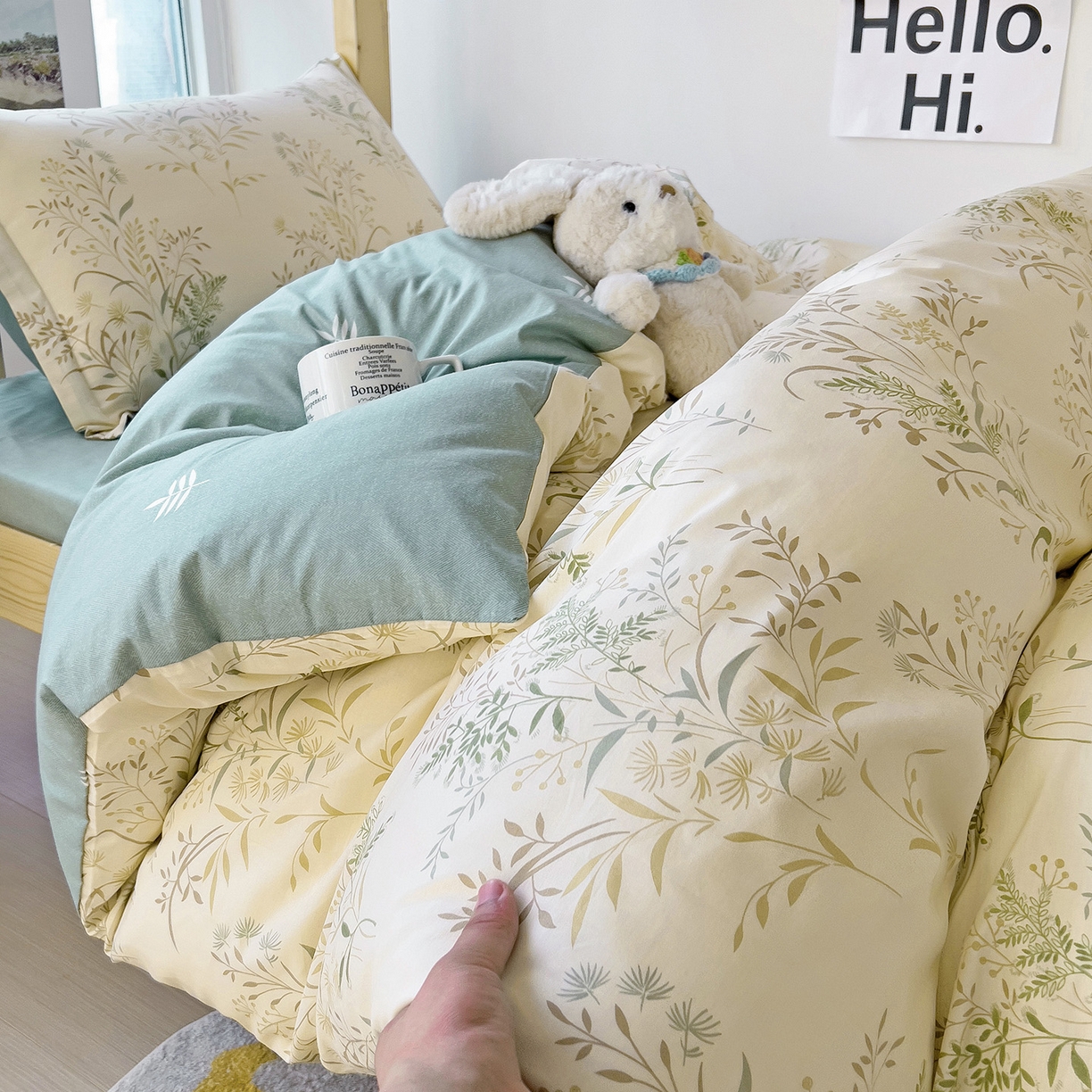 91家纺网 家纺一手货源 找家纺 依庭 2025新款全棉印花学生三件套宿舍三件套全棉三件套纯棉三件套 仙草