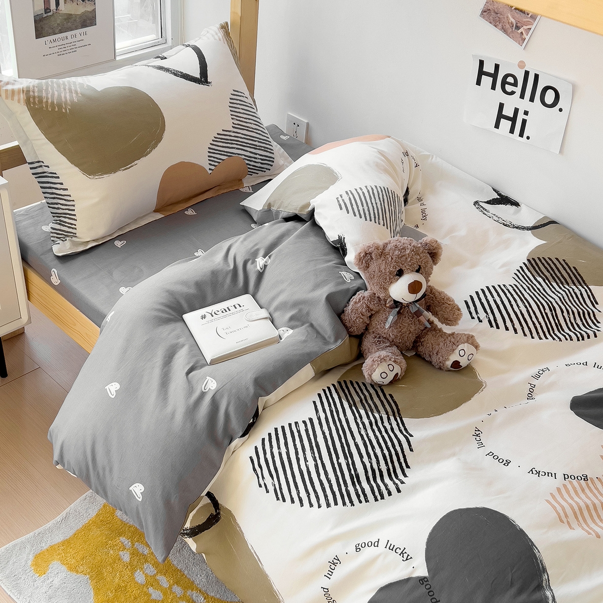 91家纺网 家纺一手货源 找家纺 依庭 2025新款全棉印花学生三件套宿舍三件套全棉三件套纯棉三件套 卡布奇诺