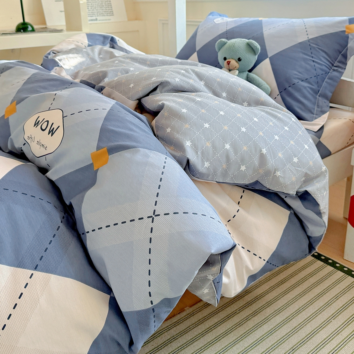 91家纺网 家纺一手货源 找家纺 依庭 2025新款全棉印花学生三件套宿舍三件套全棉三件套纯棉三件套 意林