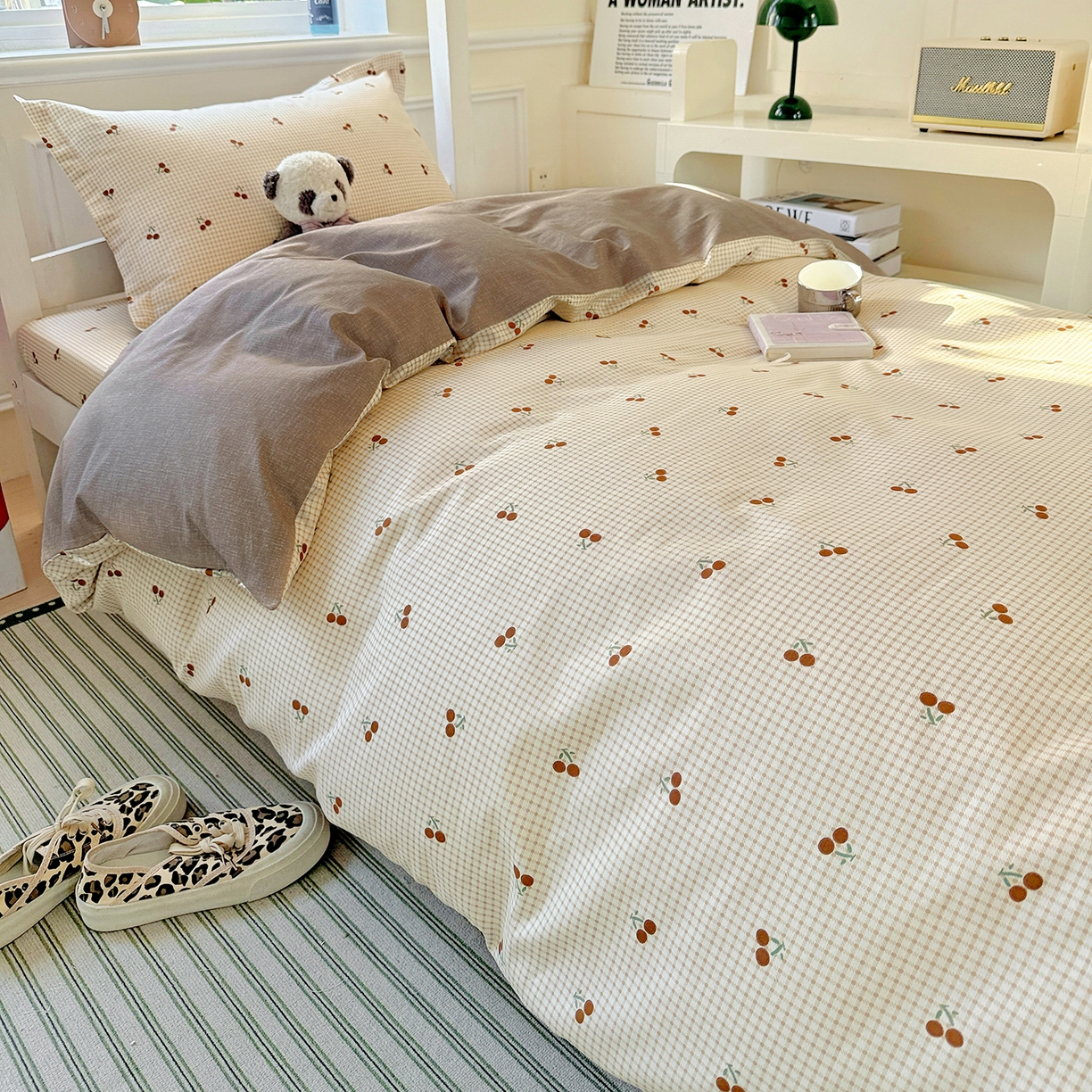 91家纺网 家纺一手货源 找家纺 依庭 2025新款全棉印花学生三件套宿舍三件套全棉三件套纯棉三件套 樱姿