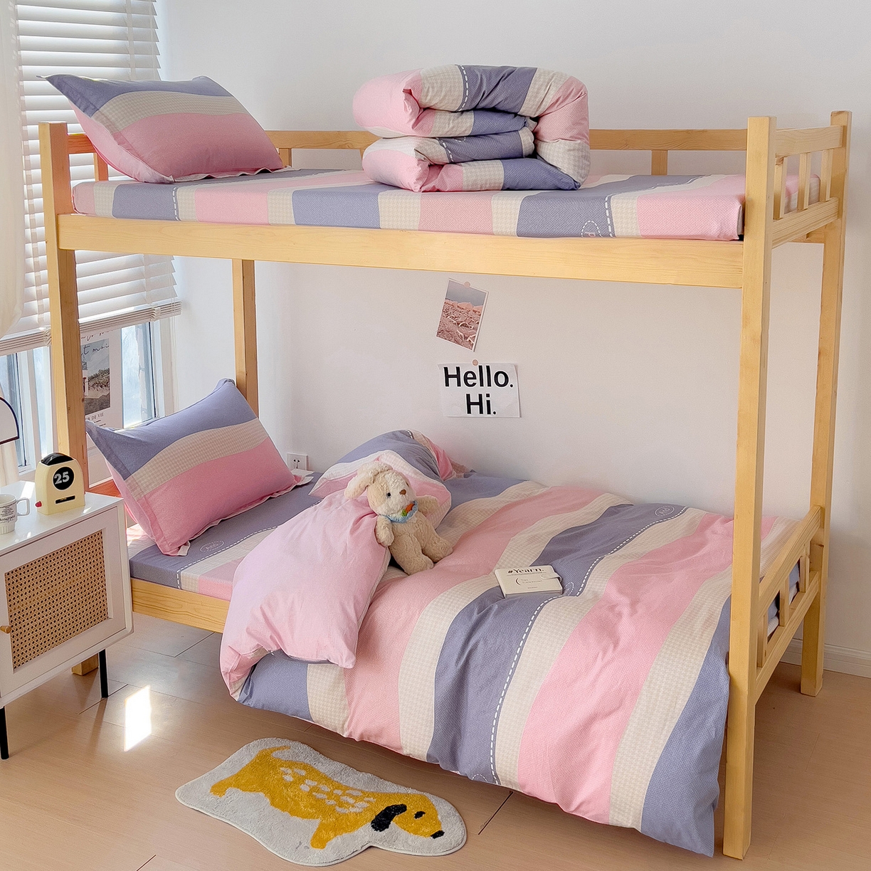 91家纺网 家纺一手货源 找家纺 依庭 2025新款全棉印花学生三件套宿舍三件套全棉三件套纯棉三件套 莫妮卡