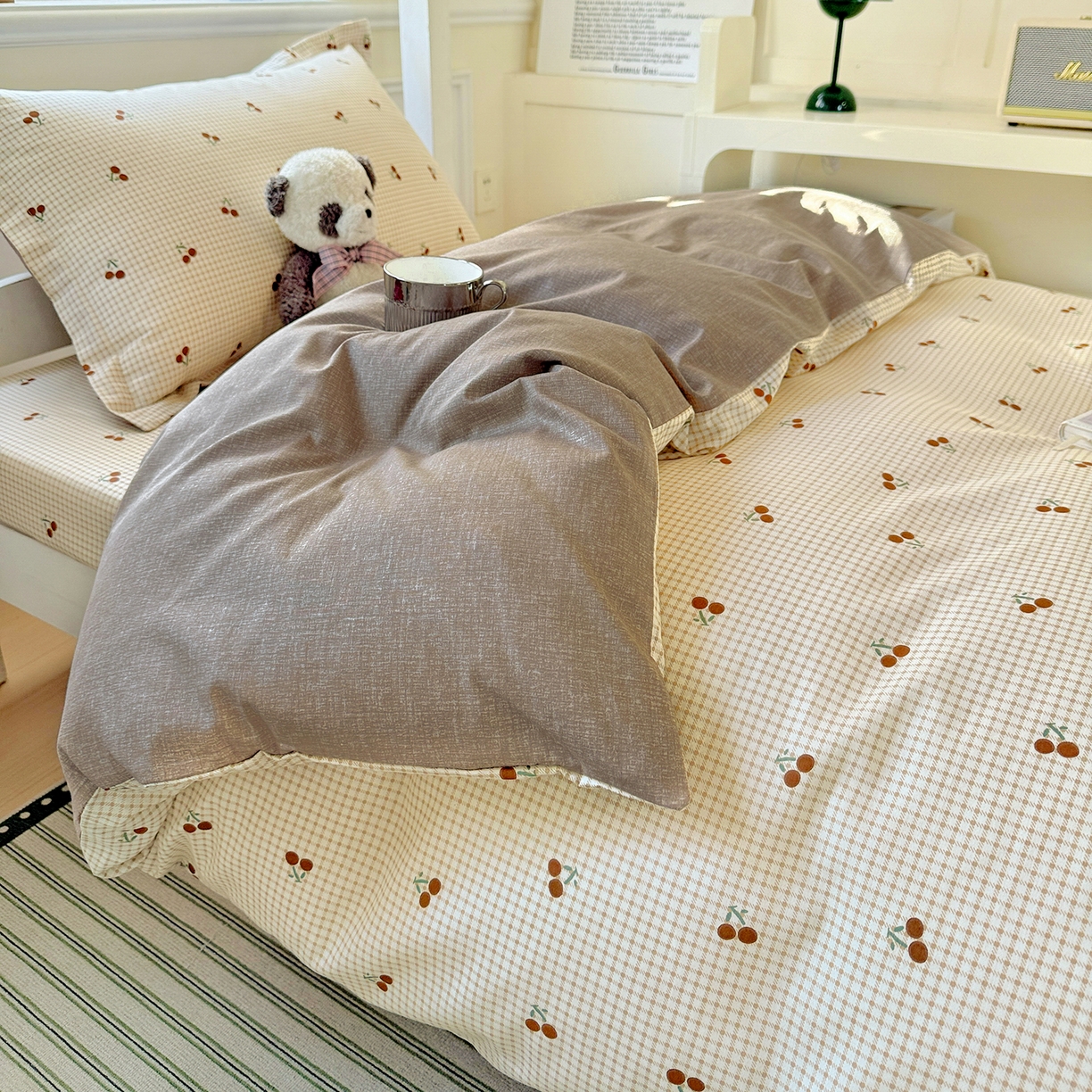 91家纺网 家纺一手货源 找家纺 依庭 2025新款全棉印花学生三件套宿舍三件套全棉三件套纯棉三件套 樱姿