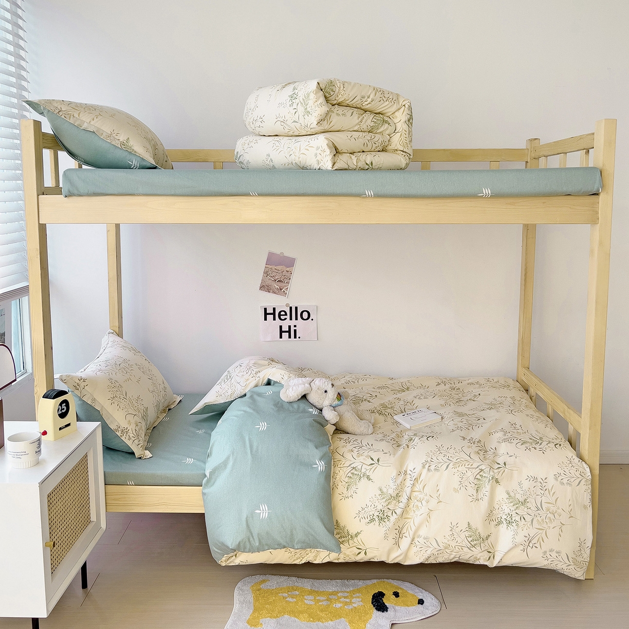 91家纺网 家纺一手货源 找家纺 依庭 2025新款全棉印花学生三件套宿舍三件套全棉三件套纯棉三件套 仙草