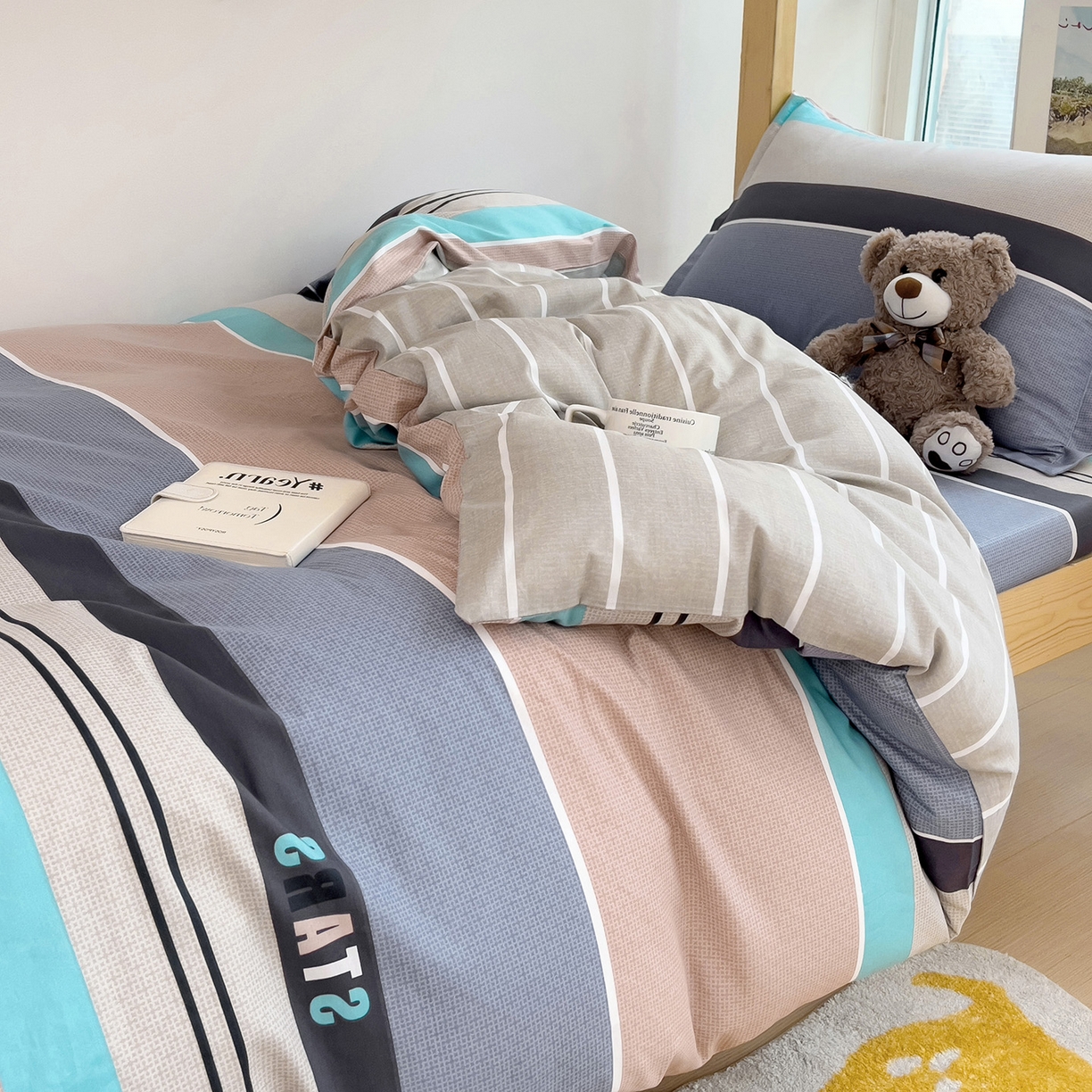 91家纺网 家纺一手货源 找家纺 依庭 2025新款全棉印花学生三件套宿舍三件套全棉三件套纯棉三件套 星空-玉