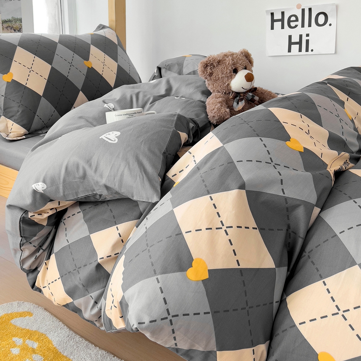 91家纺网 家纺一手货源 找家纺 依庭 2025新款全棉印花学生三件套宿舍三件套全棉三件套纯棉三件套 格韵空间