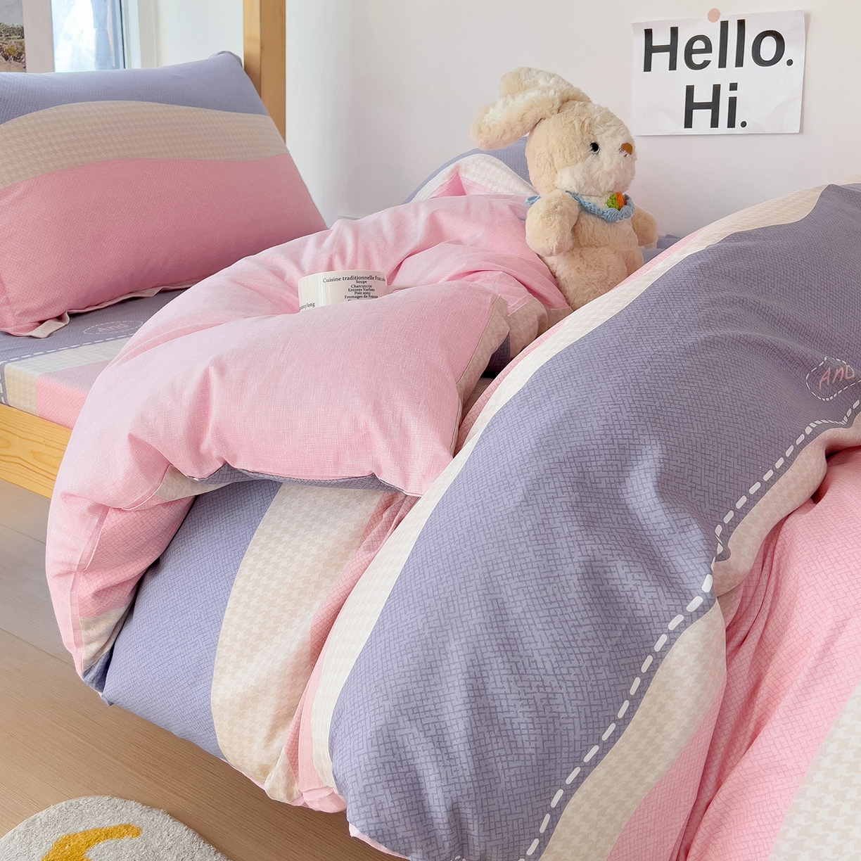 91家纺网 家纺一手货源 找家纺 依庭 2025新款全棉印花学生三件套宿舍三件套全棉三件套纯棉三件套 莫妮卡