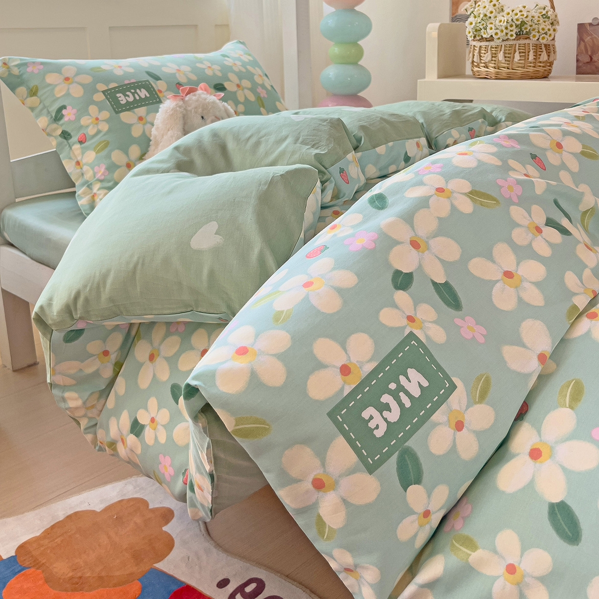 91家纺网 家纺一手货源 找家纺 依庭 2025新款全棉印花学生三件套宿舍三件套全棉三件套纯棉三件套 花满城