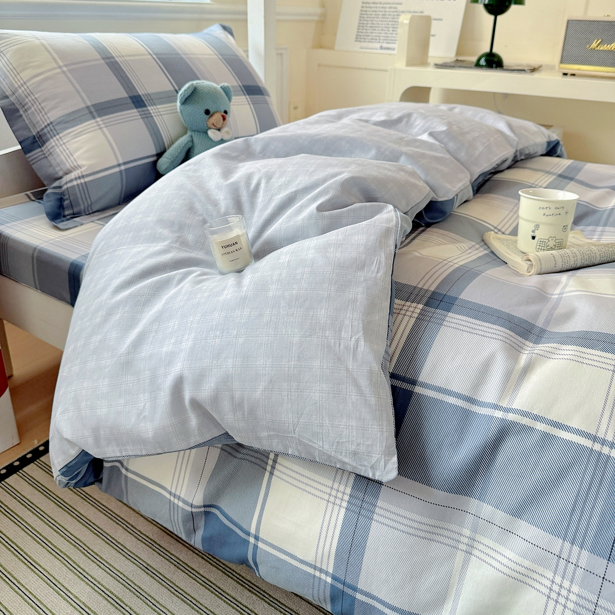 91家纺网 家纺一手货源 找家纺 依庭 2025新款全棉印花学生三件套宿舍三件套全棉三件套纯棉三件套 悬浮晶阵