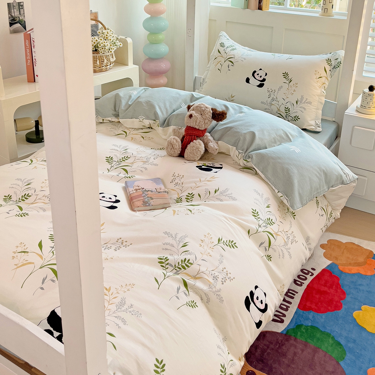 91家纺网 家纺一手货源 找家纺 依庭 2025新款全棉印花学生三件套宿舍三件套全棉三件套纯棉三件套 熊猫仔仔