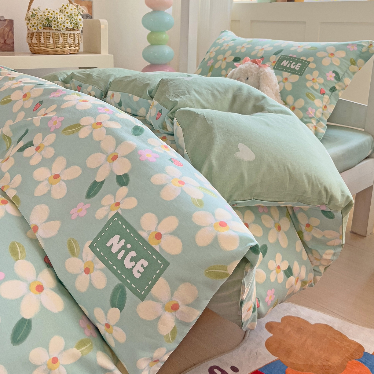 91家纺网 家纺一手货源 找家纺 依庭 2025新款全棉印花学生三件套宿舍三件套全棉三件套纯棉三件套 花满城