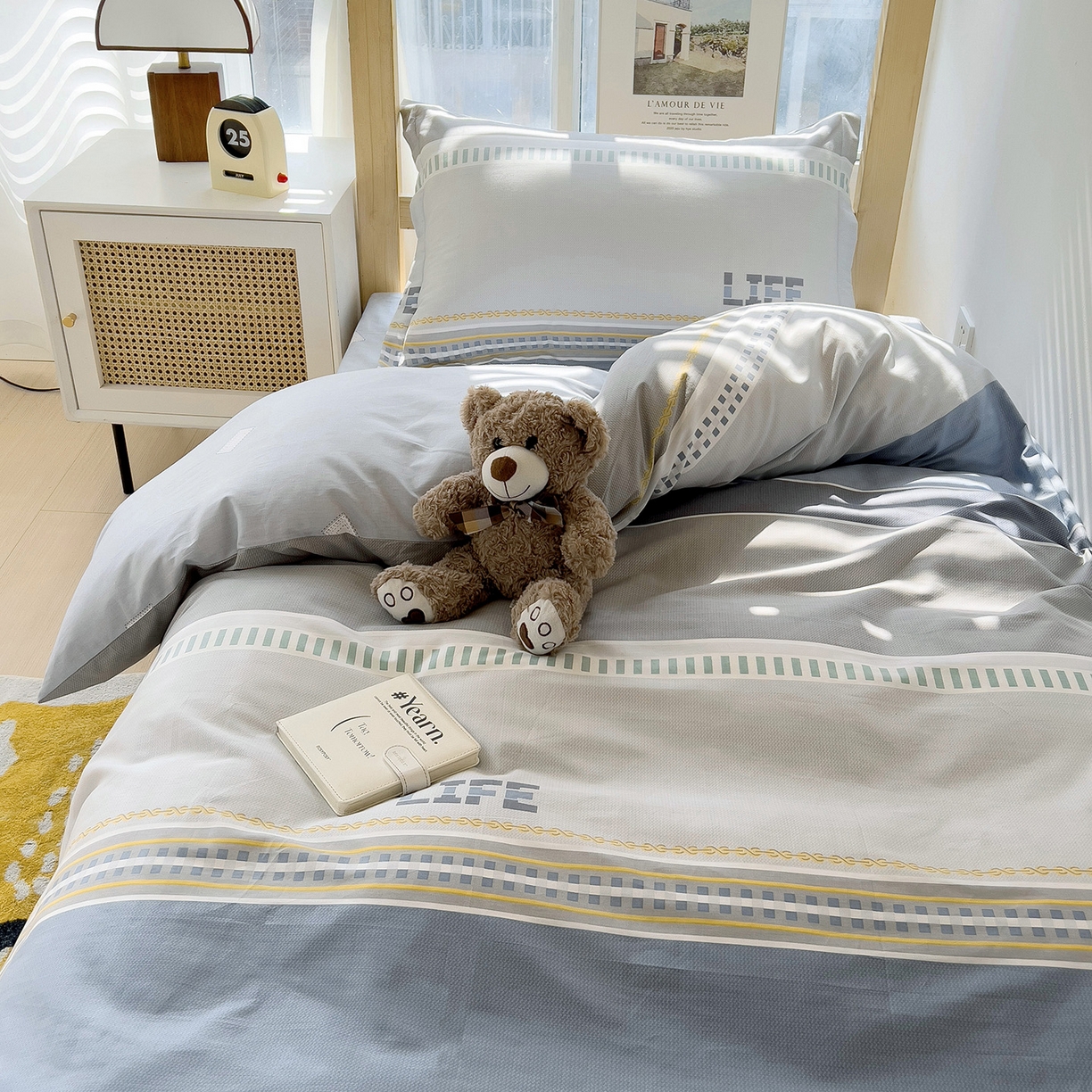 91家纺网 家纺一手货源 找家纺 依庭 2025新款全棉印花学生三件套宿舍三件套全棉三件套纯棉三件套 慕尼