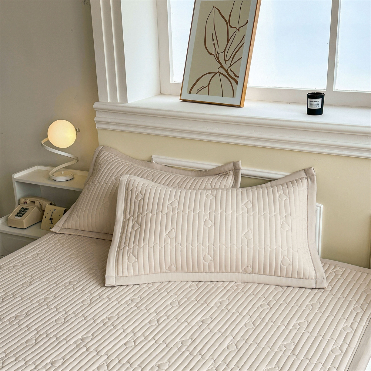 91家纺网 家纺一手货源 找家纺 雯豆家纺 2025新款加厚夹棉床褥子防滑床垫床护垫纯色素色绗缝垫子 爱心熊-床褥款奶咖