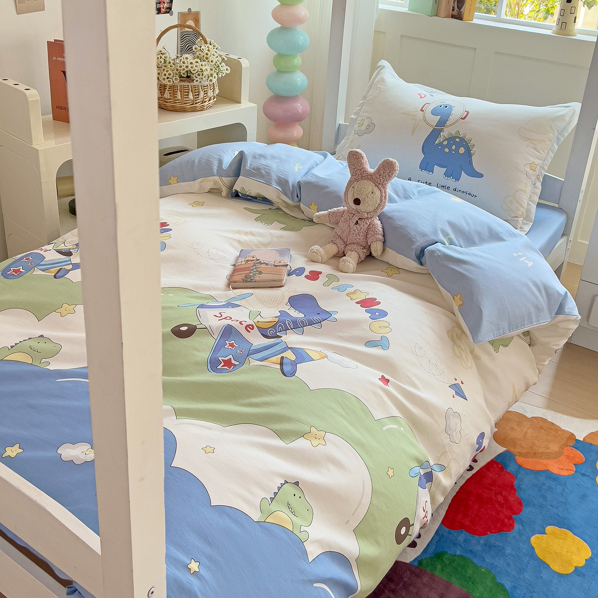 91家纺网 家纺一手货源 找家纺 依庭 2025新款全棉印花学生三件套宿舍三件套全棉三件套纯棉三件套 遨游太空