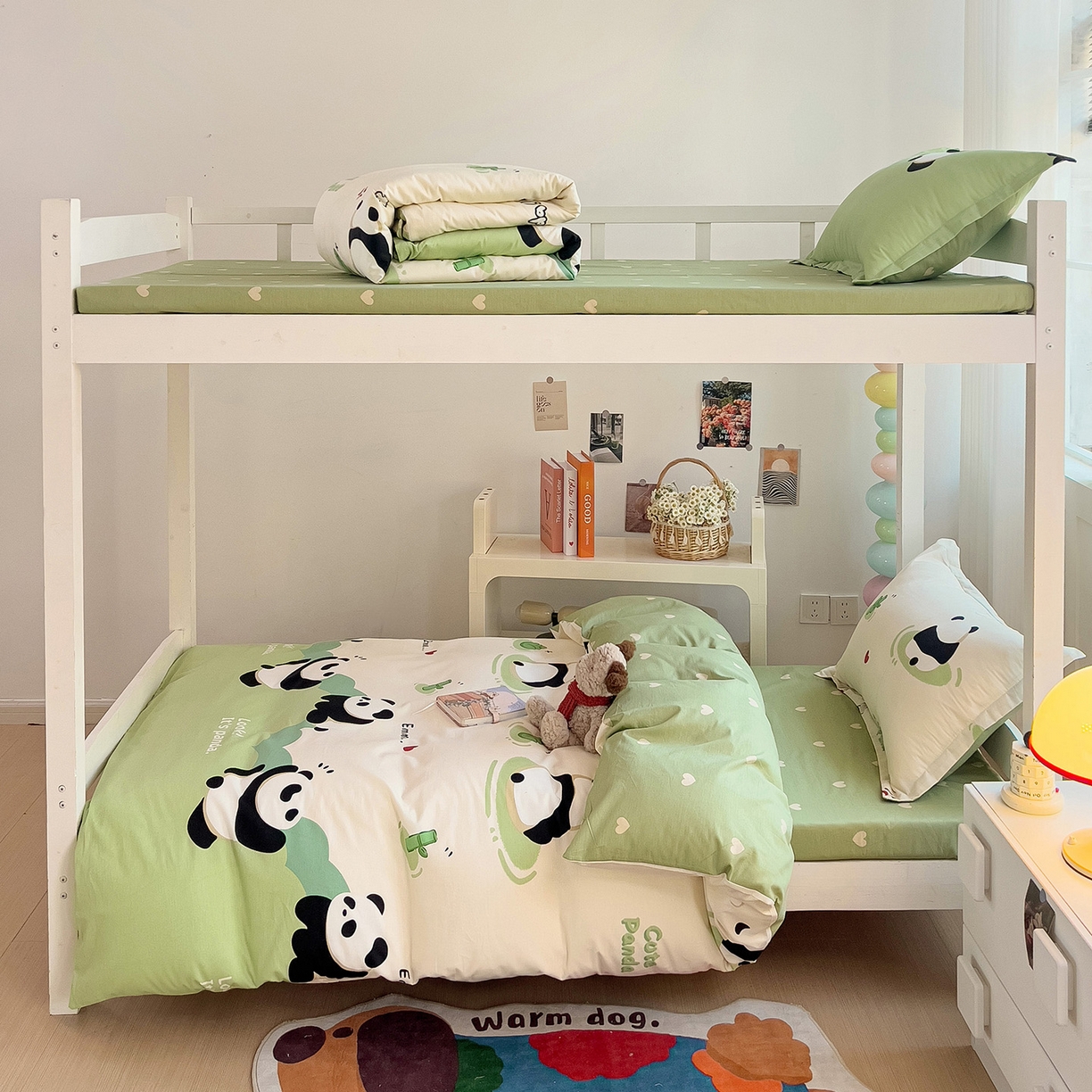 91家纺网 家纺一手货源 找家纺 依庭 2025新款全棉印花学生三件套宿舍三件套全棉三件套纯棉三件套 熊猫乐园