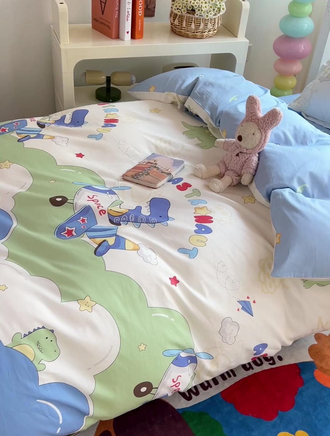 91家纺网 家纺一手货源 找家纺 依庭 2025新款全棉印花学生三件套宿舍三件套全棉三件套纯棉三件套 遨游太空