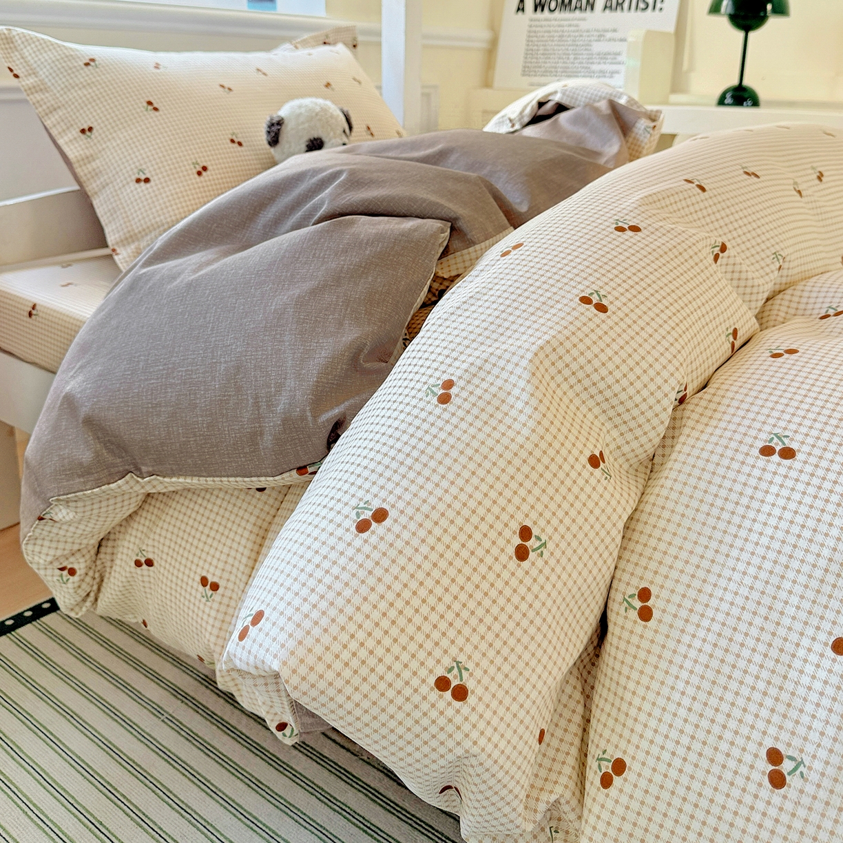 91家纺网 家纺一手货源 找家纺 依庭 2025新款全棉印花学生三件套宿舍三件套全棉三件套纯棉三件套 樱姿