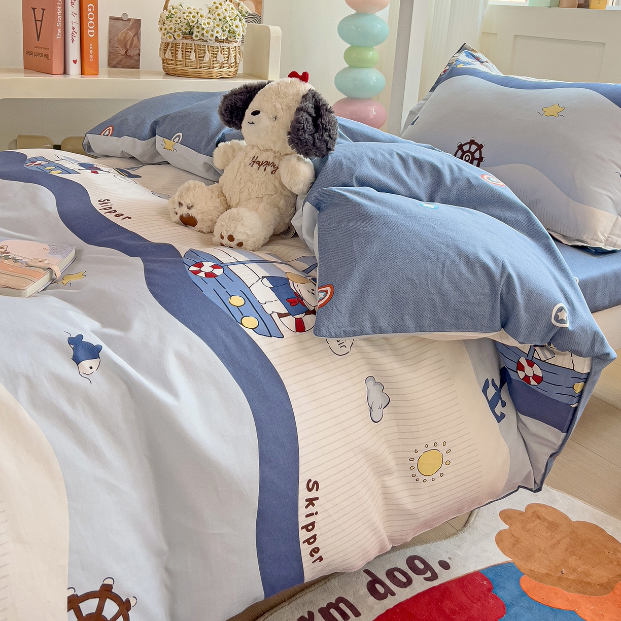 91家纺网 家纺一手货源 找家纺 依庭 2025新款全棉印花学生三件套宿舍三件套全棉三件套纯棉三件套 星夜号