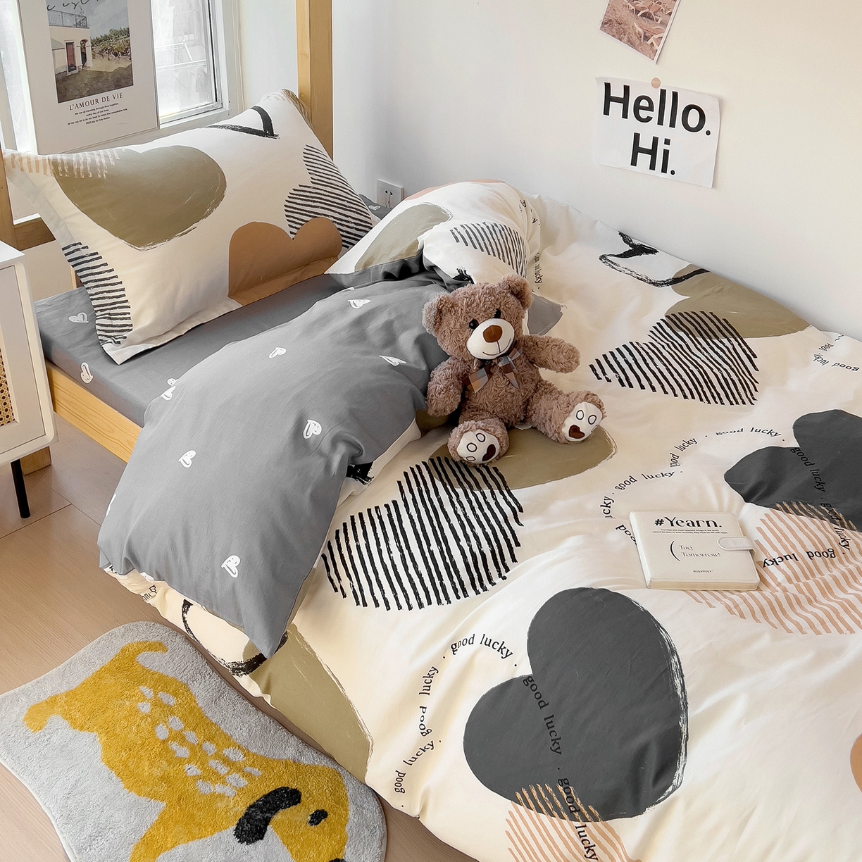 91家纺网 家纺一手货源 找家纺 依庭 2025新款全棉印花学生三件套宿舍三件套全棉三件套纯棉三件套 卡布奇诺