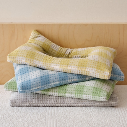 （总）乐可 2025新款渐变方格护耳枕枕头枕芯