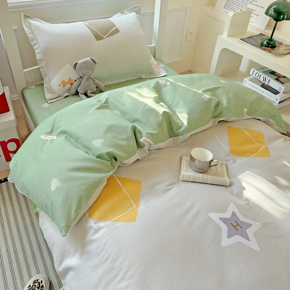 91家纺网 家纺一手货源 找家纺 依庭 2025新款全棉印花学生三件套宿舍三件套全棉三件套纯棉三件套 星烁