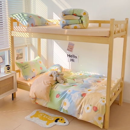 依庭 2025新款全棉印花学生三件套宿舍三件套全棉三件套纯棉三件套 花蜜草莓