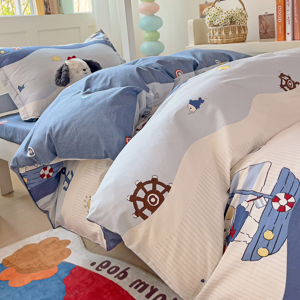 91家纺网 家纺一手货源 找家纺 依庭 2025新款全棉印花学生三件套宿舍三件套全棉三件套纯棉三件套 星夜号