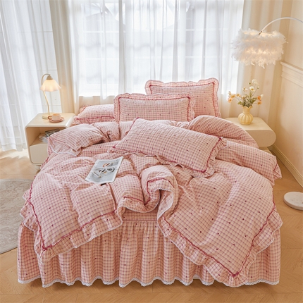 91家纺网 家纺一手货源 找家纺 （总）缦彩 2025新款全棉纯棉夹棉公主风花边床裙四件套