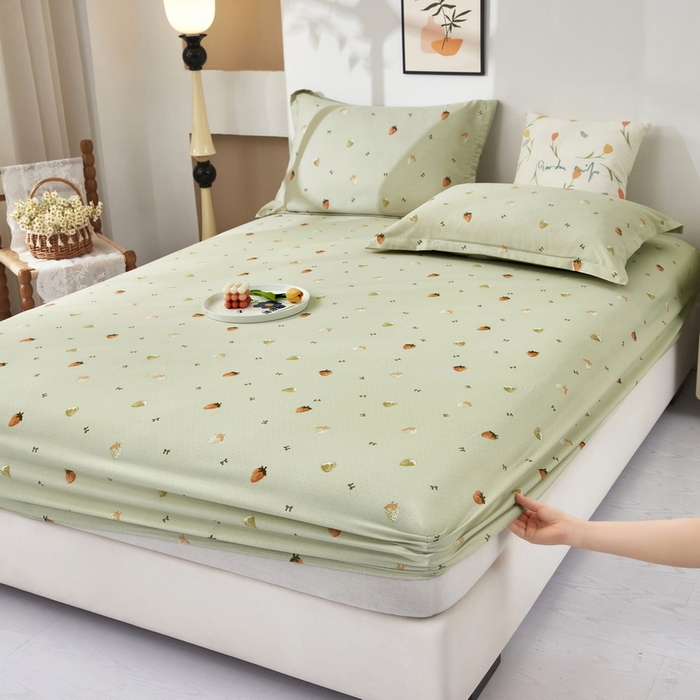 91家纺网 家纺一手货源 找家纺 （总）云玲时尚 2025春夏新款针织棉双层纱单床笠床笠单件