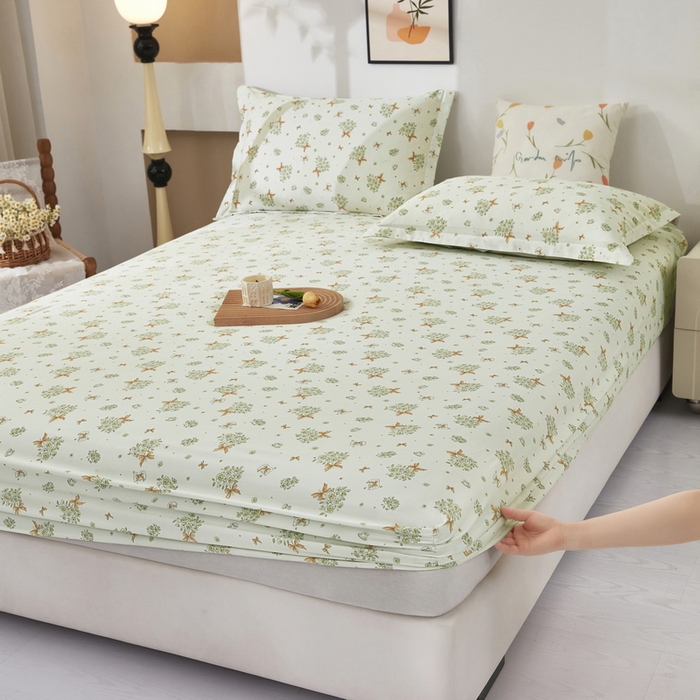 91家纺网 家纺一手货源 找家纺 （总）云玲时尚 2025春夏新款针织棉双层纱单床笠床笠单件