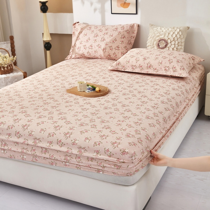 91家纺网 家纺一手货源 找家纺 （总）云玲时尚 2025春夏新款针织棉双层纱单床笠床笠单件