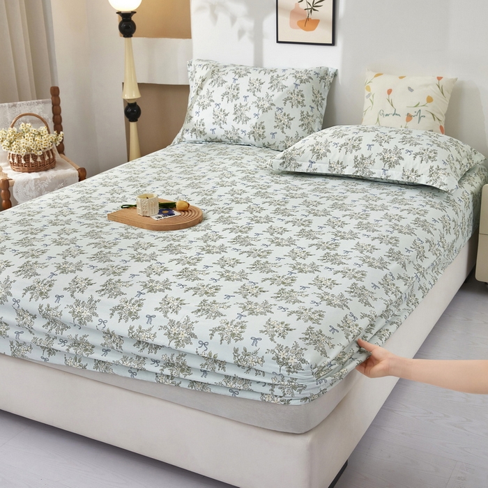 91家纺网 家纺一手货源 找家纺 （总）云玲时尚 2025春夏新款针织棉双层纱单床笠床笠单件