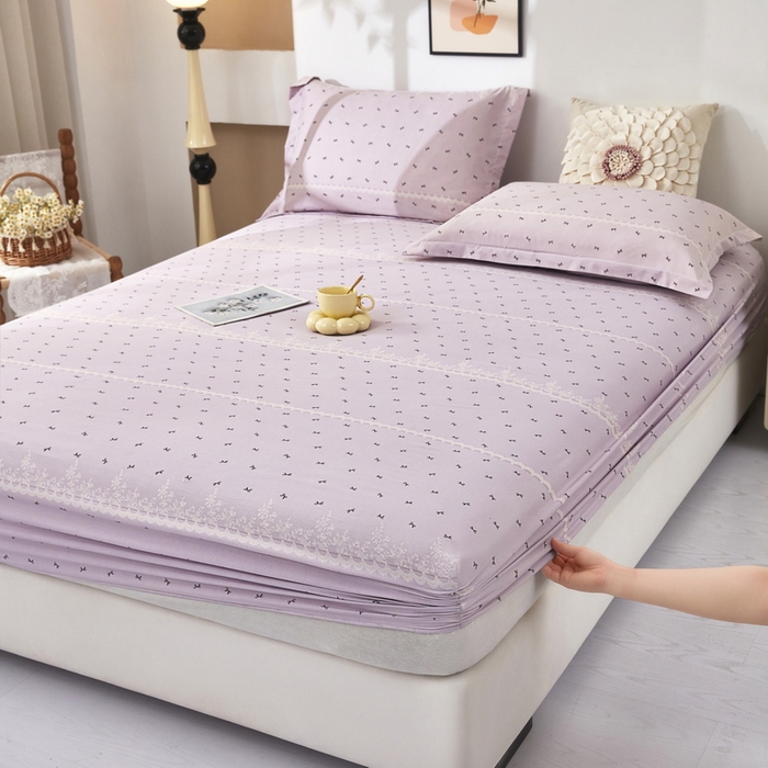 91家纺网 家纺一手货源 找家纺 （总）云玲时尚 2025春夏新款针织棉双层纱单床笠床笠单件