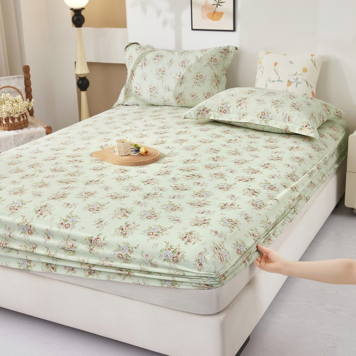 云玲时尚 2025春夏新款针织棉双层纱单床笠床笠单件 春和豆沙