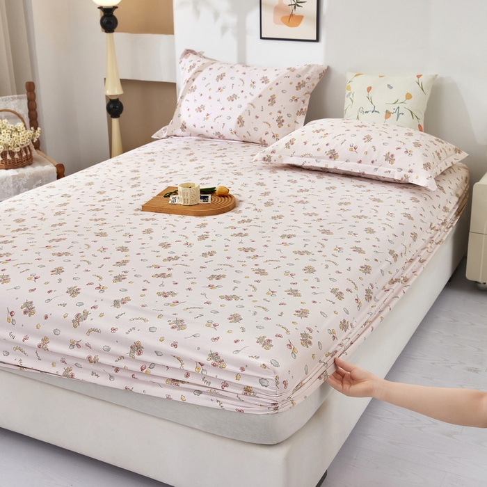 云玲时尚 2025春夏新款针织棉双层纱单床笠床笠单件 落花