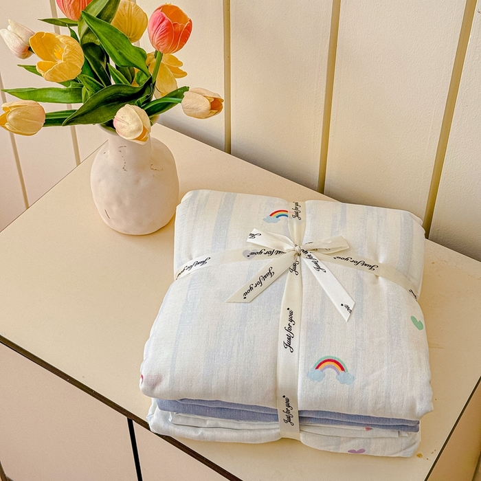 91家纺网 家纺一手货源 找家纺 （总）感遇家纺2025新款全棉双层纱纤柔四件套