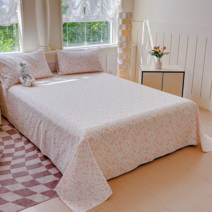 91家纺网 家纺一手货源 找家纺 感遇家纺2025新款全棉双层纱纤柔四件套 花开半夏