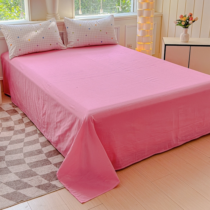 91家纺网 家纺一手货源 找家纺 感遇家纺2025新款全棉双层纱纤柔四件套 少女甜心