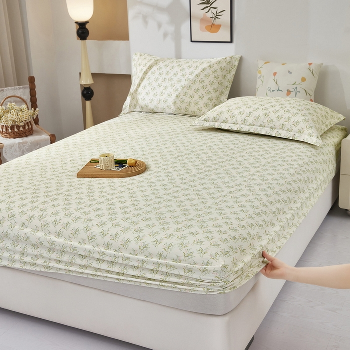 云玲时尚 2025春夏新款针织棉双层纱单床笠床笠单件 森思