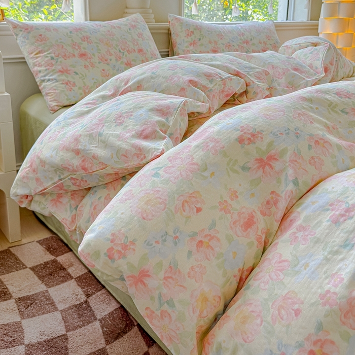 感遇家纺2025新款全棉双层纱纤柔四件套 晚香玉