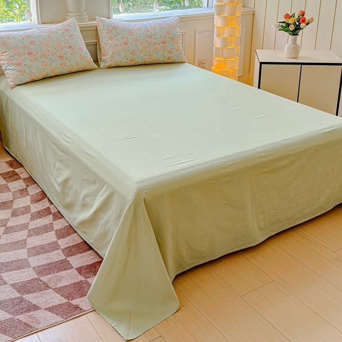 91家纺网 家纺一手货源 找家纺 感遇家纺2025新款全棉双层纱纤柔四件套 晚香玉