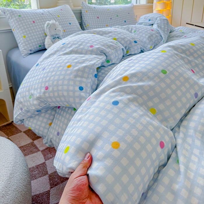 91家纺网 家纺一手货源 找家纺 感遇家纺2025新款全棉双层纱纤柔四件套 小美好