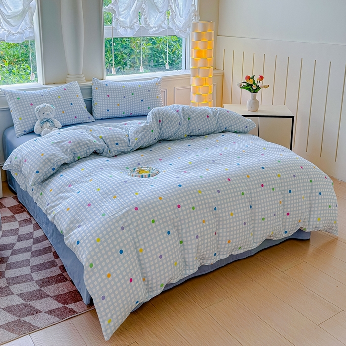 91家纺网 家纺一手货源 找家纺 感遇家纺2025新款全棉双层纱纤柔四件套 小美好