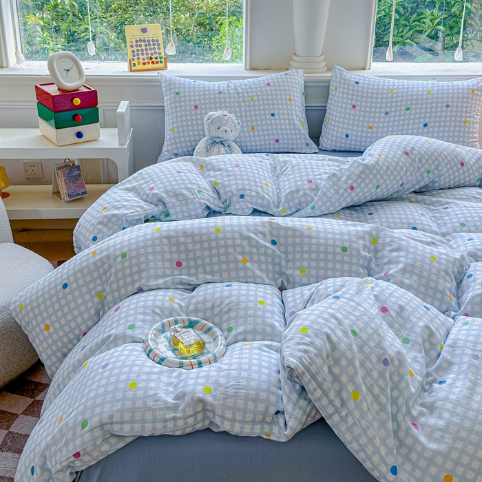 91家纺网 家纺一手货源 找家纺 感遇家纺2025新款全棉双层纱纤柔四件套 小美好