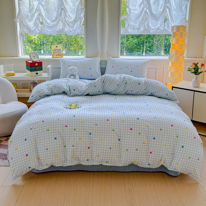 91家纺网 家纺一手货源 找家纺 感遇家纺2025新款全棉双层纱纤柔四件套 小美好