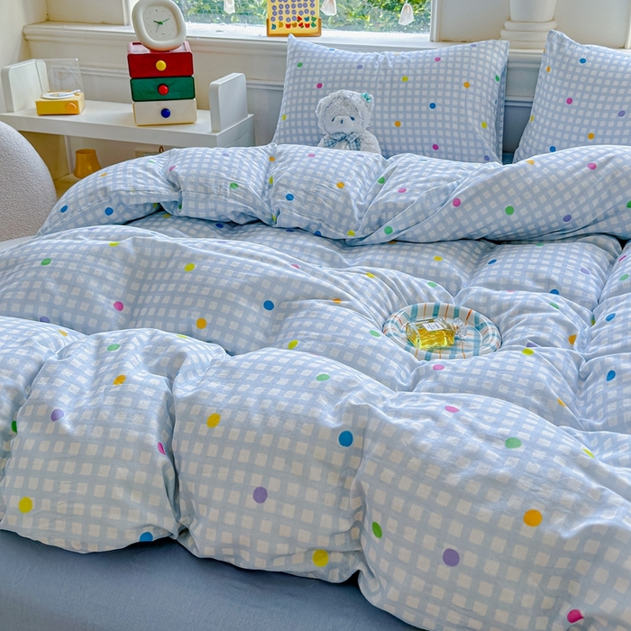 91家纺网 家纺一手货源 找家纺 感遇家纺2025新款全棉双层纱纤柔四件套 小美好