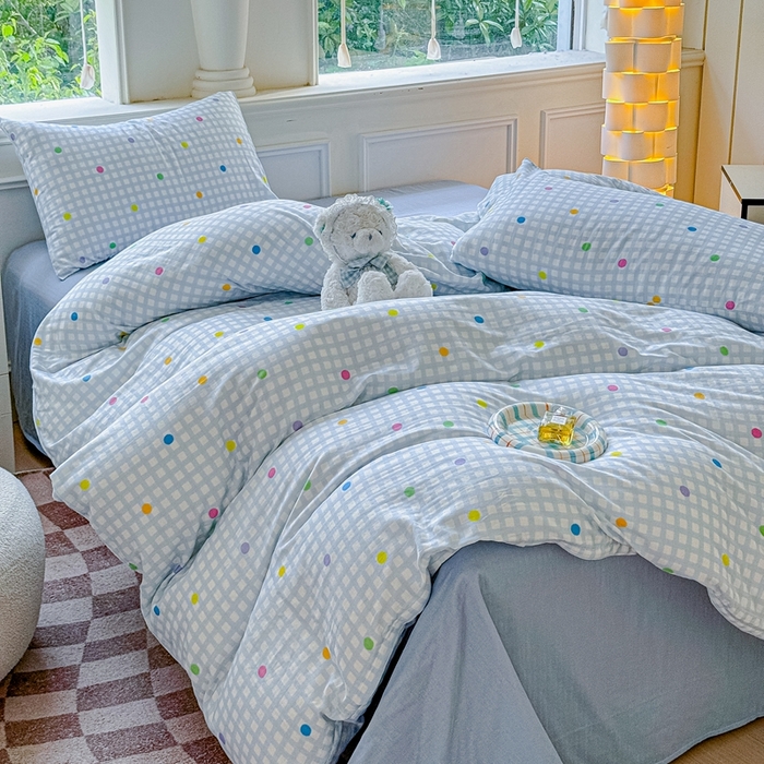 91家纺网 家纺一手货源 找家纺 感遇家纺2025新款全棉双层纱纤柔四件套 小美好