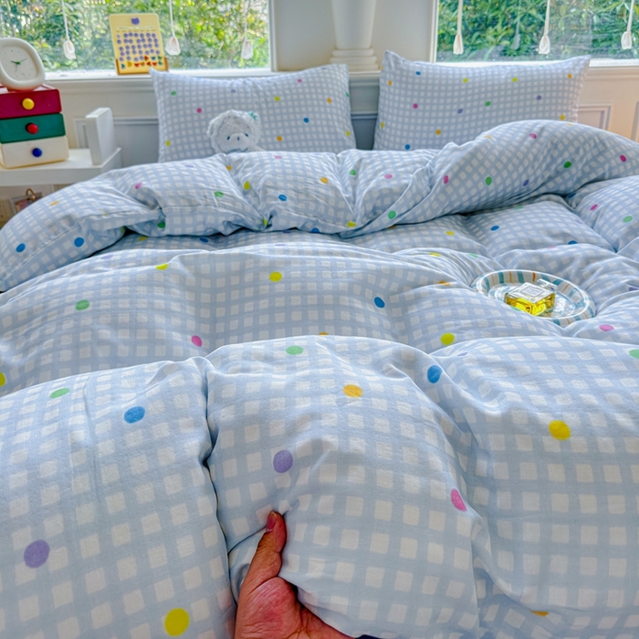 91家纺网 家纺一手货源 找家纺 感遇家纺2025新款全棉双层纱纤柔四件套 小美好