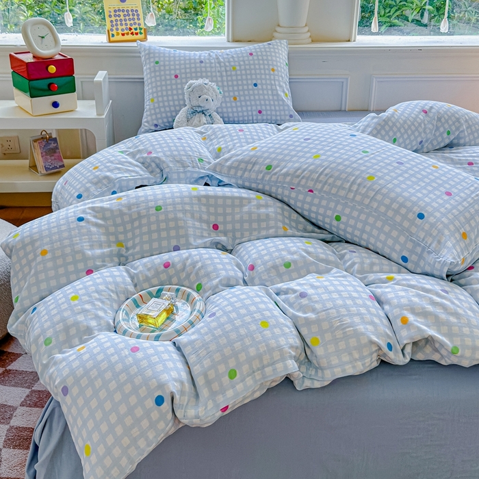 91家纺网 家纺一手货源 找家纺 感遇家纺2025新款全棉双层纱纤柔四件套 小美好