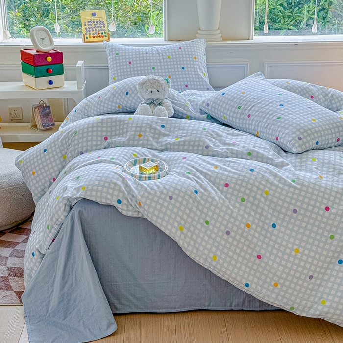 91家纺网 家纺一手货源 找家纺 感遇家纺2025新款全棉双层纱纤柔四件套 小美好